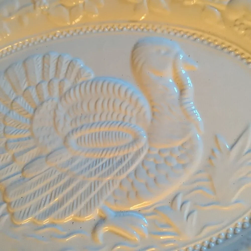 NWT Turkey Serving Platter White Ceramic Michael's Holiday Feast Foodie Kitchen